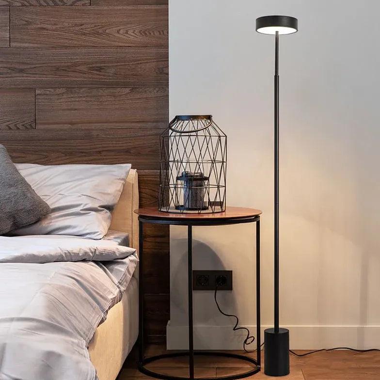 Slim Round Black Minimalist Floor Lamp - Clowas