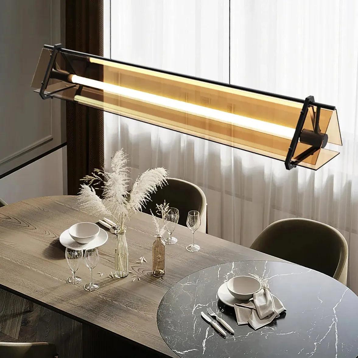 Rectangular Frame Gold Glass Industrial Pendant Light - Clowas