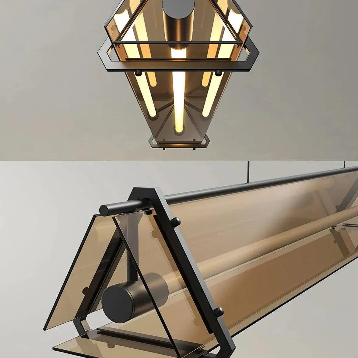 Rectangular Frame Gold Glass Industrial Pendant Light - Clowas