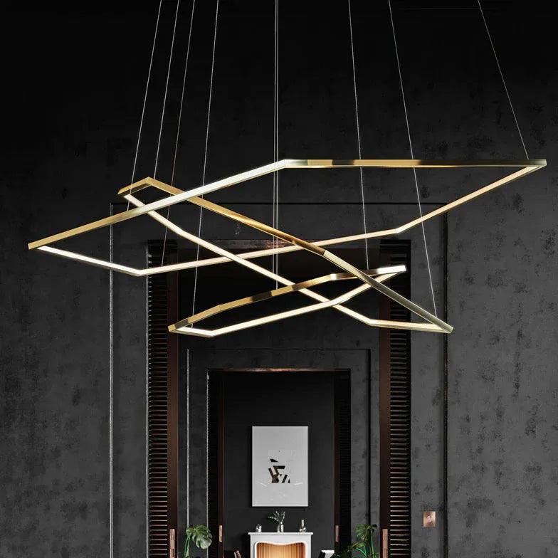 Geometric Shape Metal Gold LED Pendant Light - Clowas