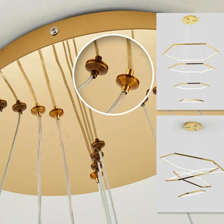 Geometric Shape Metal Gold LED Pendant Light - Clowas