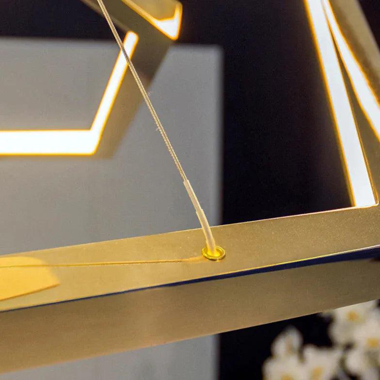 Geometric Shape Metal Gold LED Pendant Light - Clowas