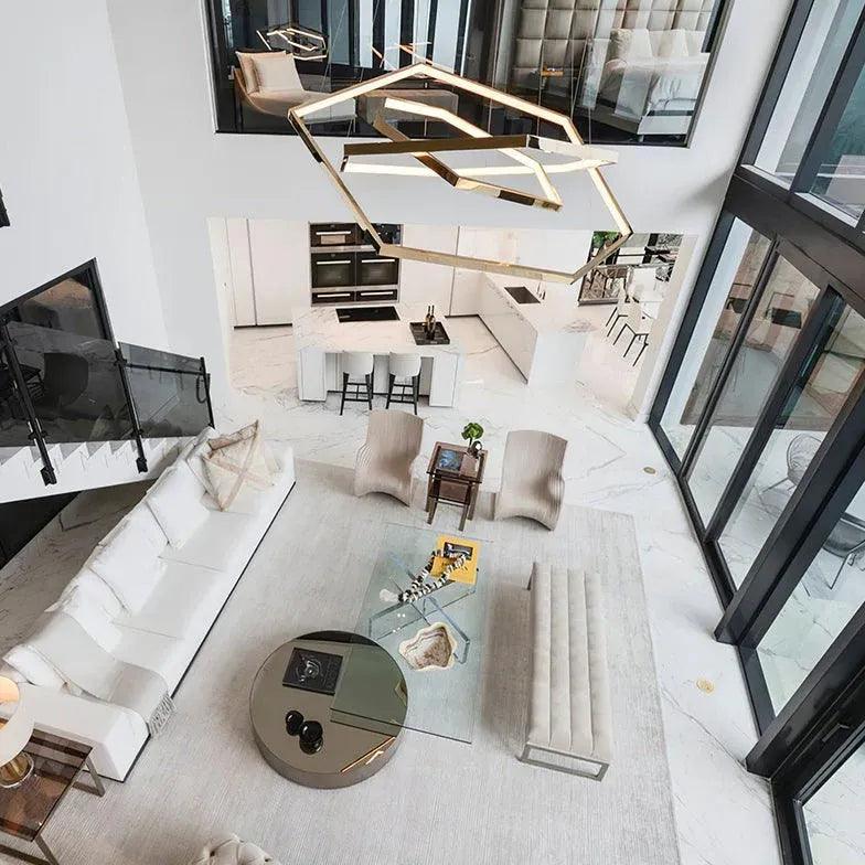 Geometric Shape Metal Gold LED Pendant Light - Clowas