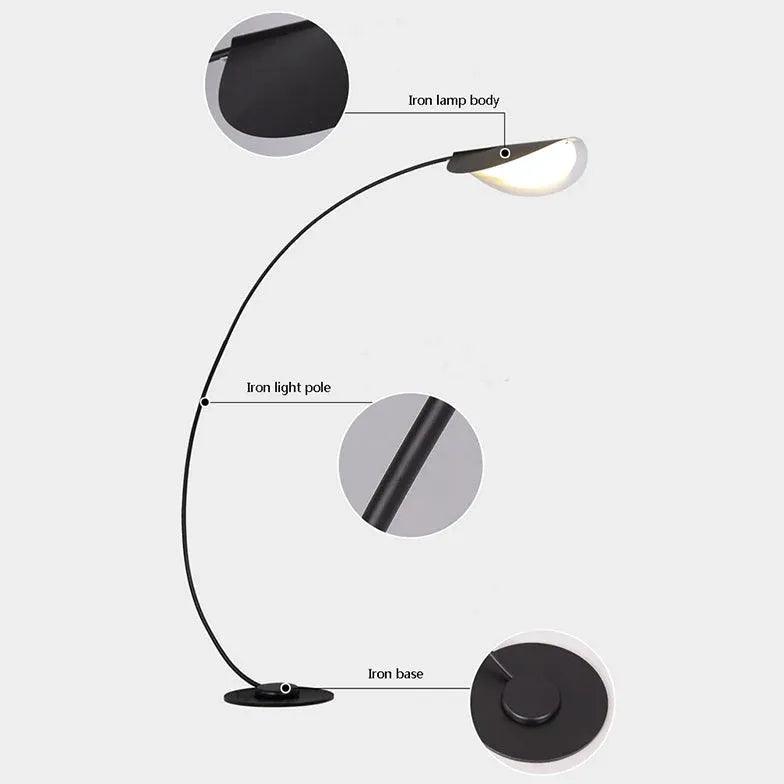 Black LED Curved Arc Floor Lamp - Clowas