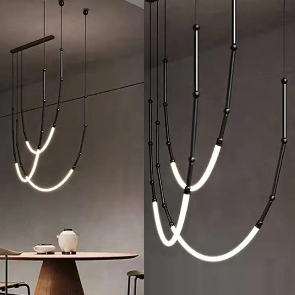 Streamlined Black Modern Dining Room Pendant Light - Clowas