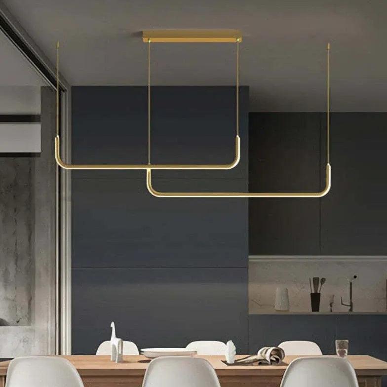 Curved U-Shaped Black Metal LED Pendant Light - Clowas