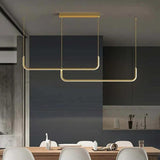 Curved U-Shaped Black Metal LED Pendant Light - Clowas