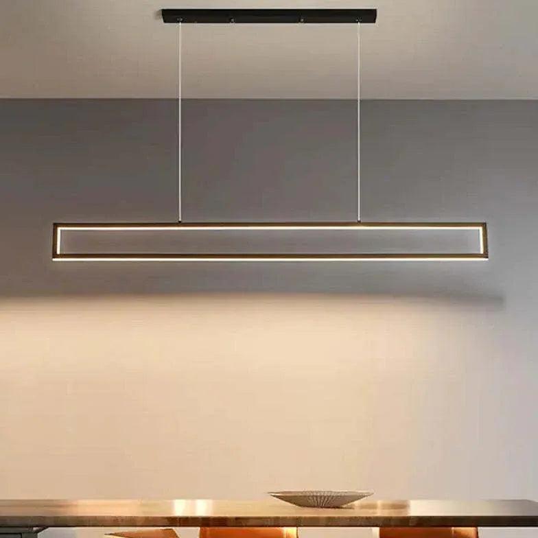 Black Rectangular Metal LED Kitchen Pendant Light - Clowas