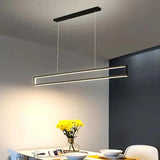 Black Rectangular Metal LED Kitchen Pendant Light - Clowas