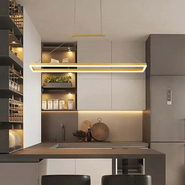 Rectangular Coffee Metal LED Pendant Light - Clowas