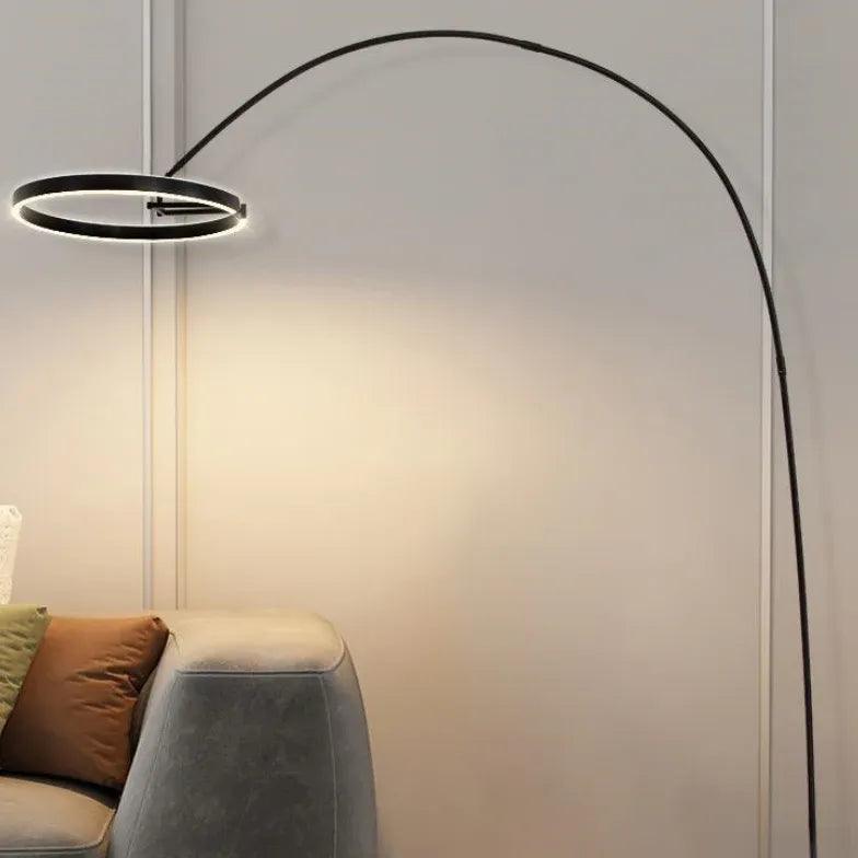 Modern Black Ring Arc Floor Lamp for Living Room