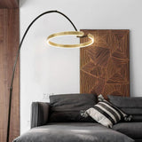 Modern Black Ring Arc Floor Lamp for Living Room