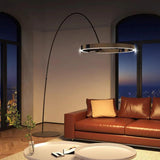 Modern Black Ring Arc Floor Lamp for Living Room