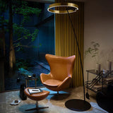 Modern Black Ring Arc Floor Lamp for Living Room