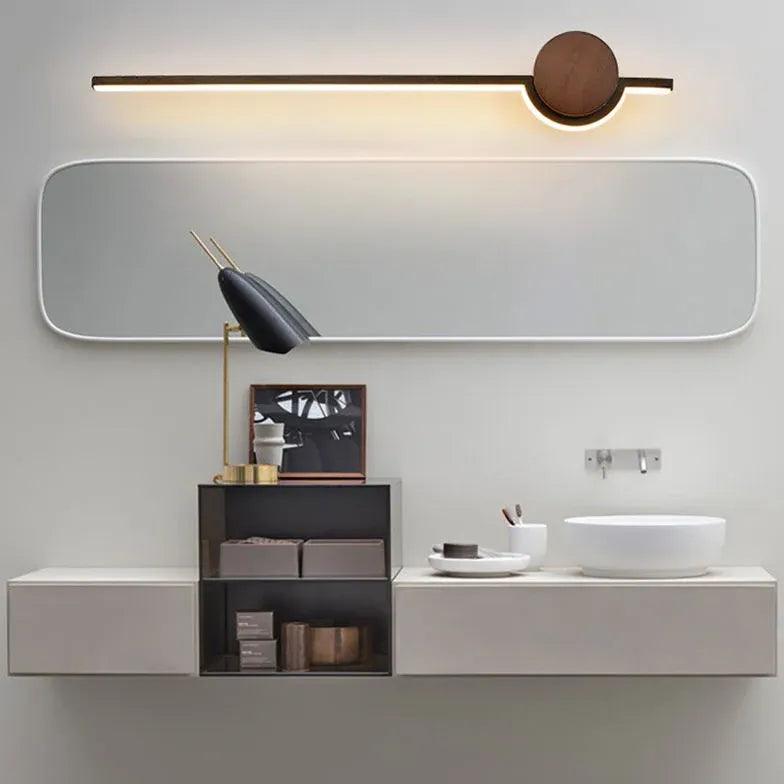Modern Walnut Long Wall Light Above Mirror for Bathroom