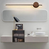 Modern Walnut Long Wall Light Above Mirror for Bathroom