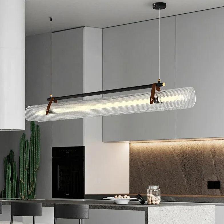 Industrial Kitchen Linear Glass Shade Pendant Light - Clowas