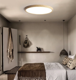 Ultra Slim Round Walnut Ceiling Light for Bedroom