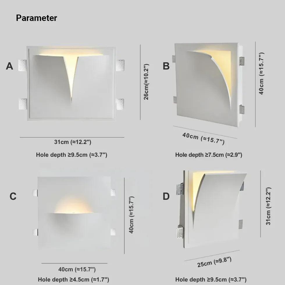 V-shaped modern white recessed wall light - Clowas