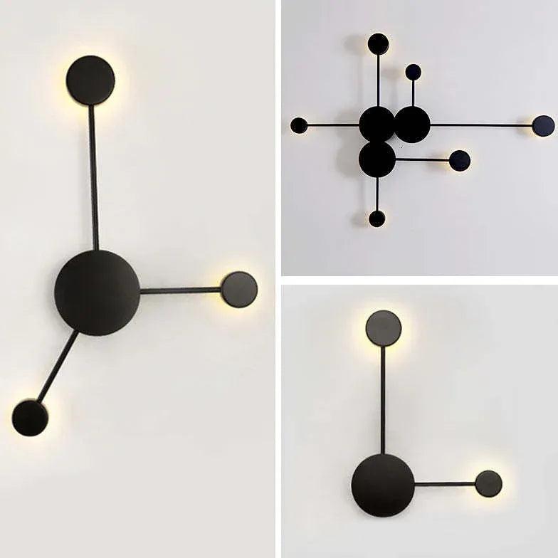 Black Multi-Circle Radial Design Wall Lamp - Clowas