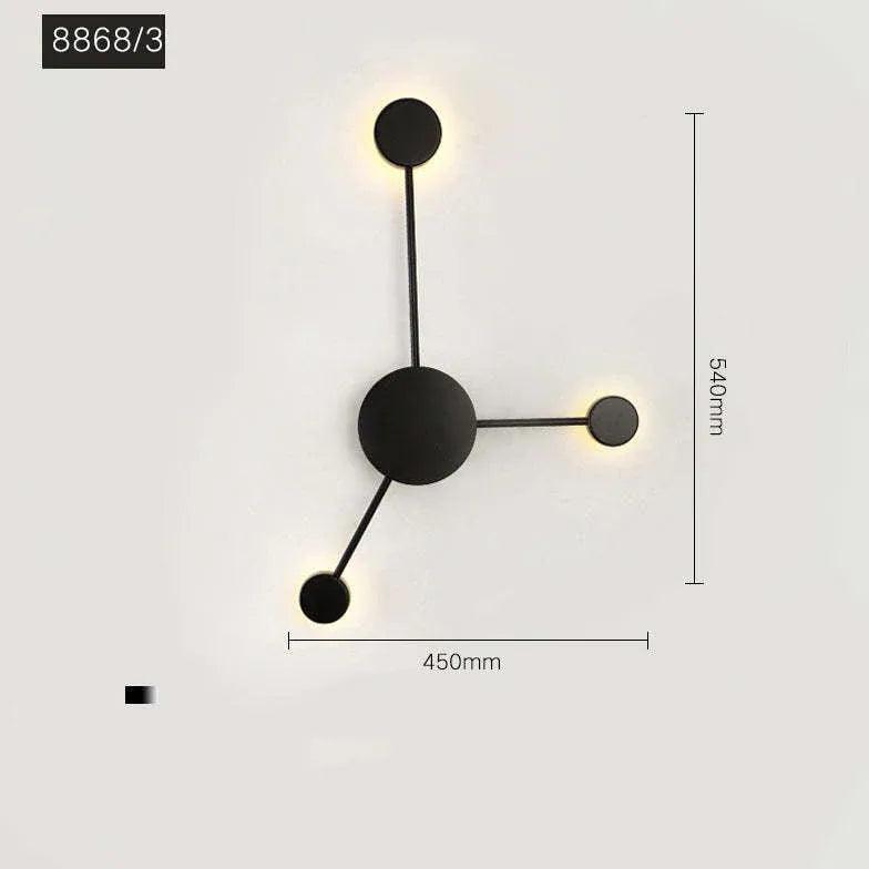 Black Multi-Circle Radial Design Wall Lamp - Clowas