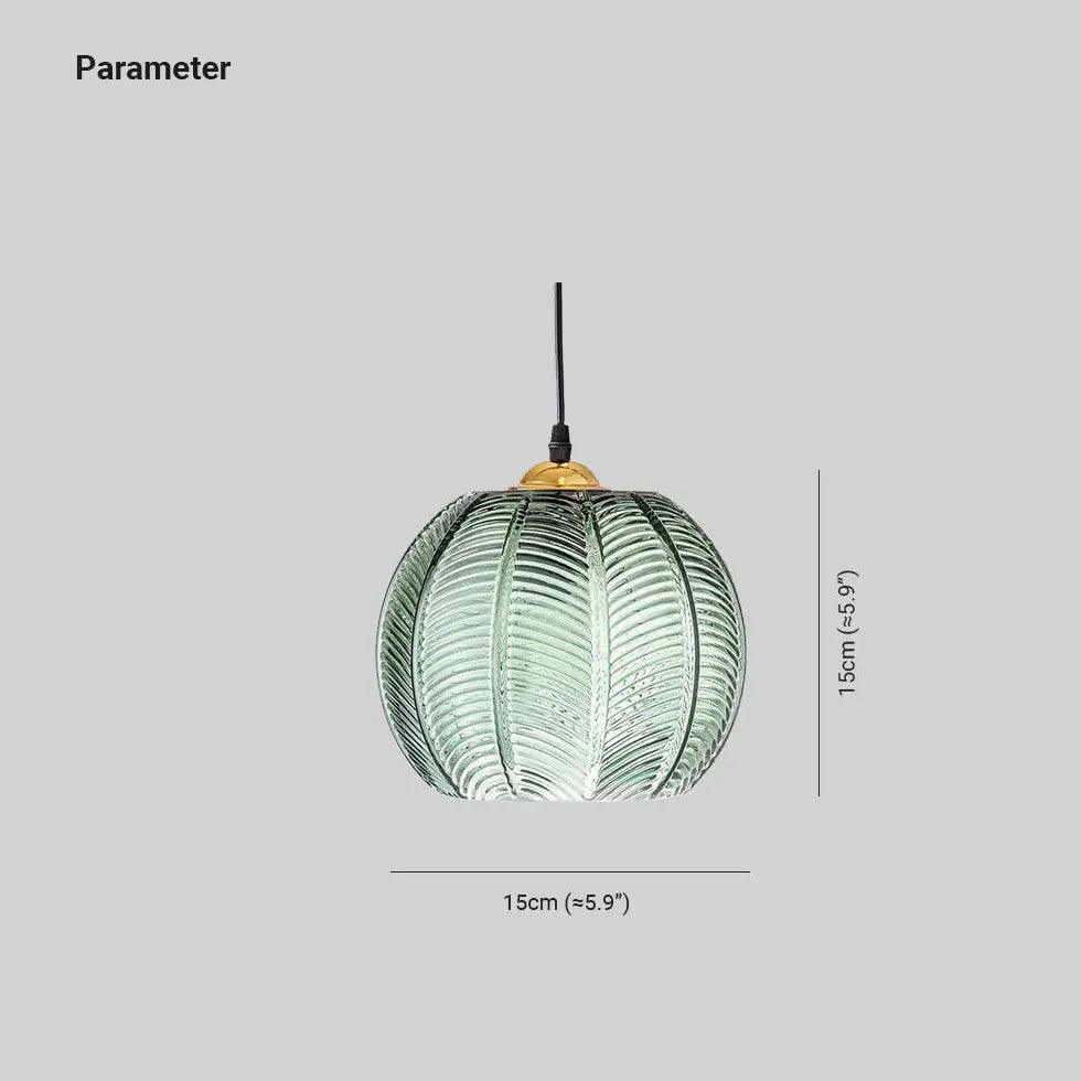 Engraved Pattern Green Glass Vintage Pendant Light - Clowas