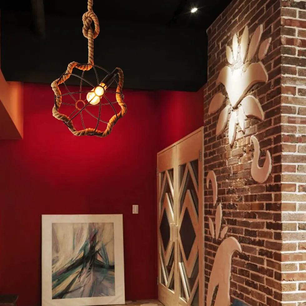 Industrial Rope Iron Ball Vintage Metal Pendant Lights