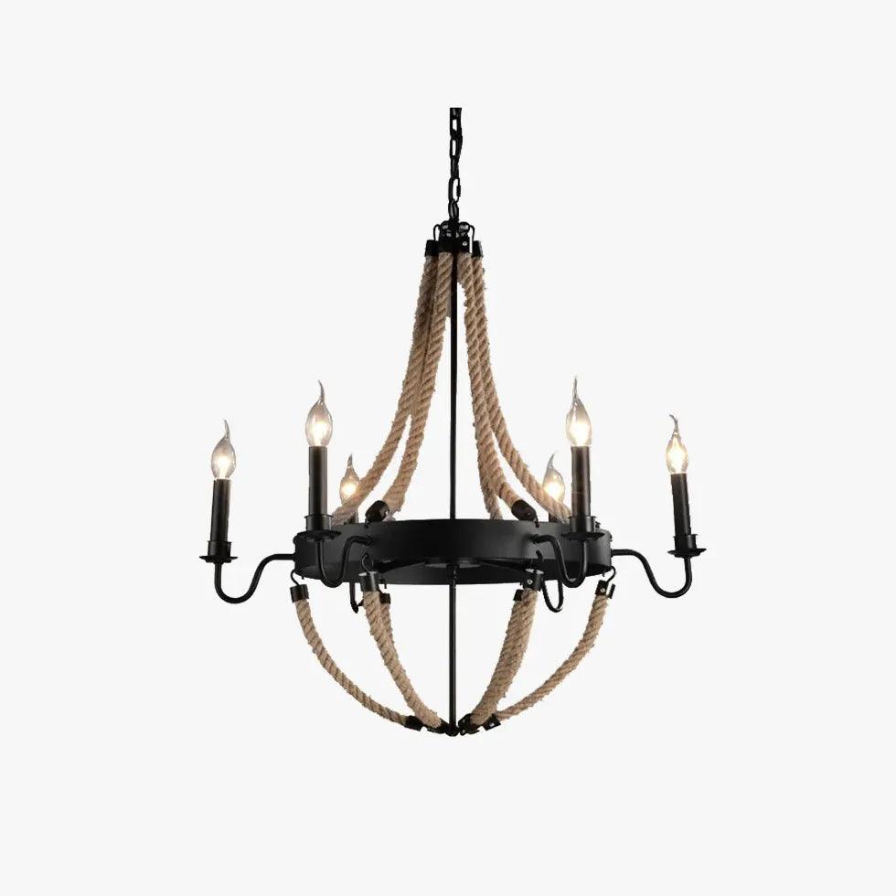 Rope Structure Vintage Candle Holder Chandelier - Clowas