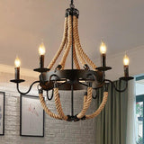 Rope Structure Vintage Candle Holder Chandelier - Clowas
