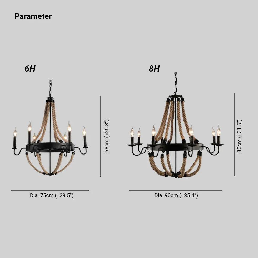 Rope Structure Vintage Candle Holder Chandelier - Clowas