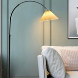 Pleated Fishing Floor Arc Lamp for Living Room