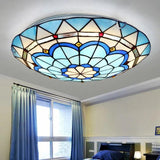 Round Coloured Glass Ceiling Light for Bedroom