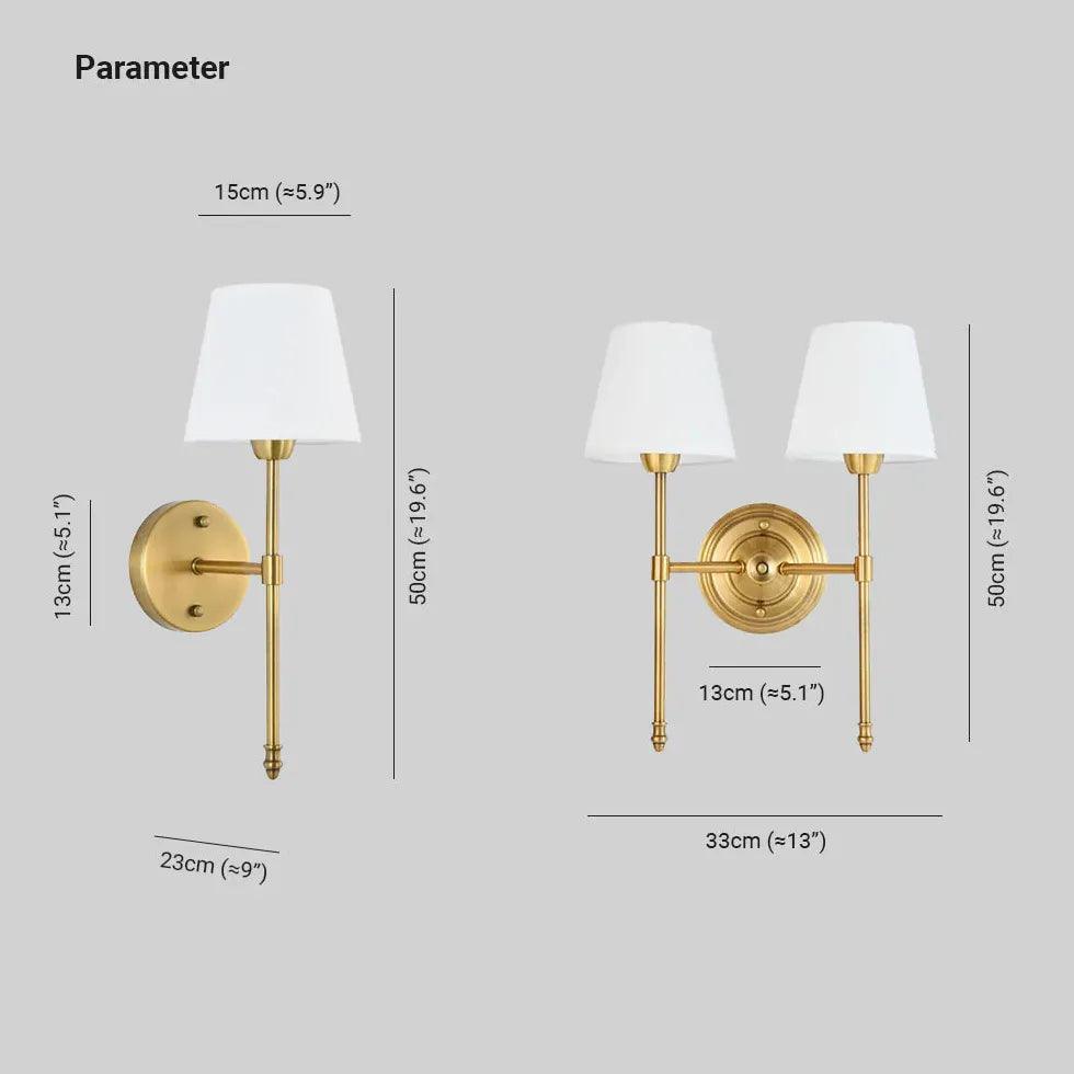 Double Wall Lights for Living Room Brass - Clowas