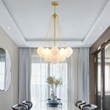 Nordic Chain Glass Orb Chandeliers for Living Room