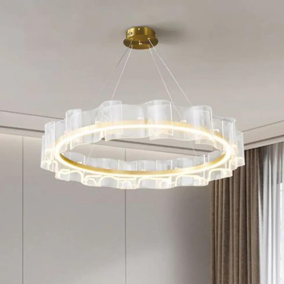 Wavy Ring Gold LED Pendant Light - Clowas