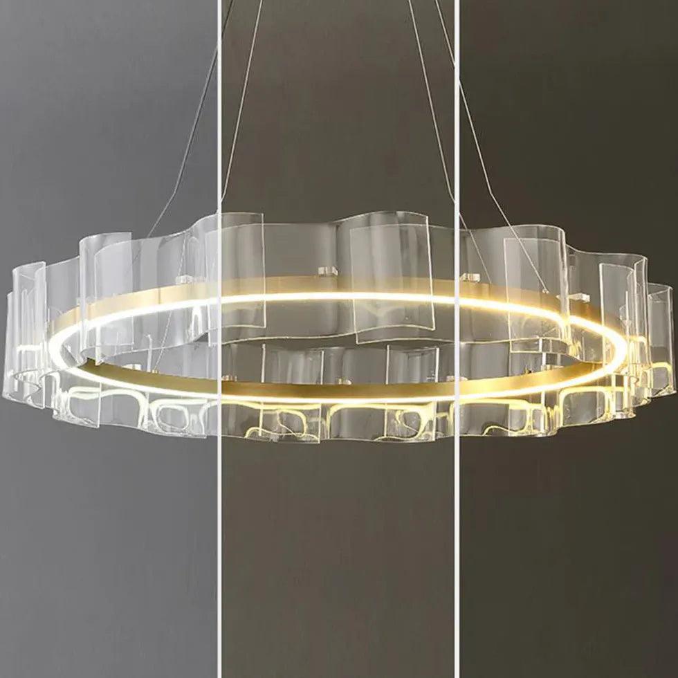 Wavy Ring Gold LED Pendant Light - Clowas