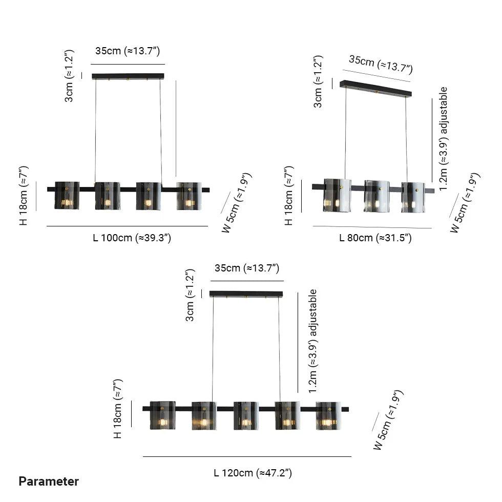 Rectangular Glass Dining Room Brass Pendant Light - Clowas