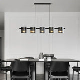 Rectangular Glass Dining Room Brass Pendant Light - Clowas