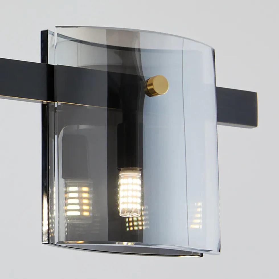 Rectangular Glass Dining Room Brass Pendant Light - Clowas