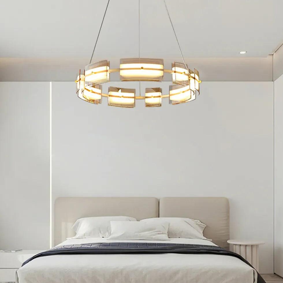 Luxury Multi-Rectangular Round Glass Pendant Lights