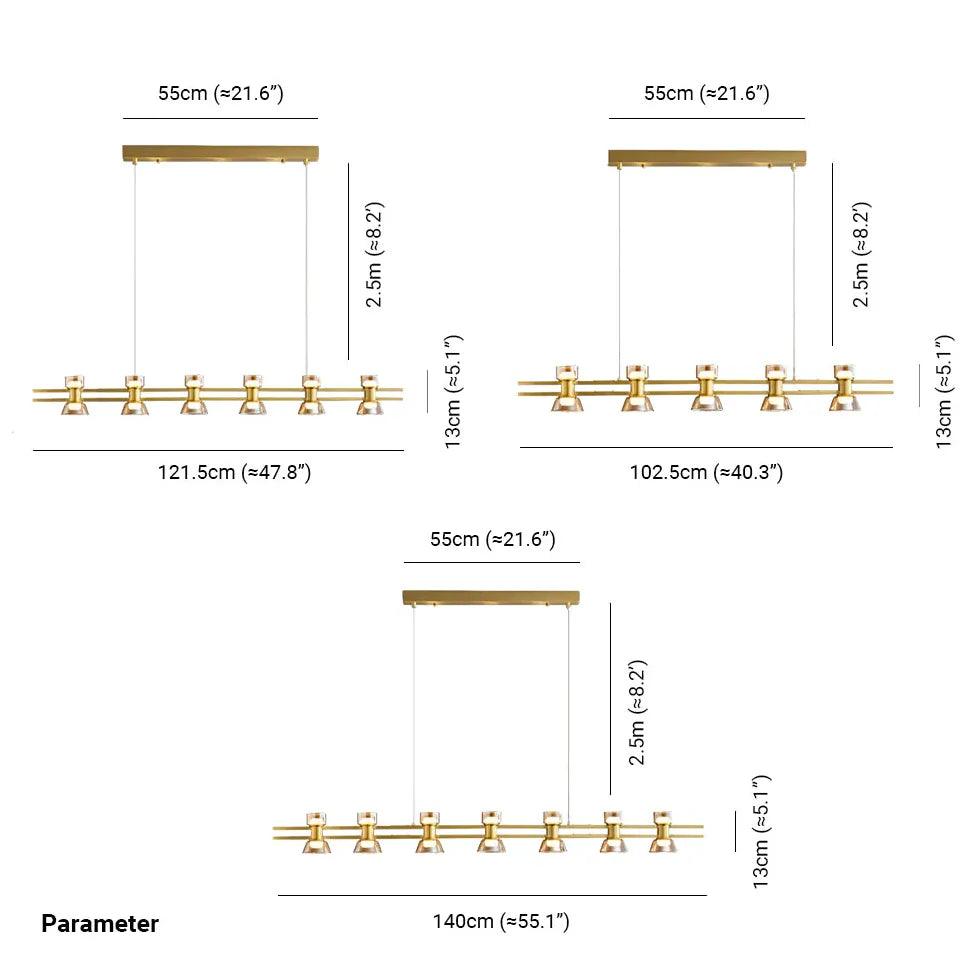 Multi-Light Linear Glass Dining Room Pendant Light - Clowas