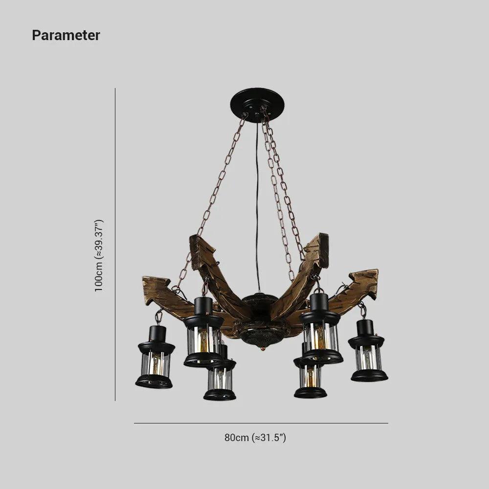 Multi-Light Wooden Lantern Dining Room Pendant Light - Clowas