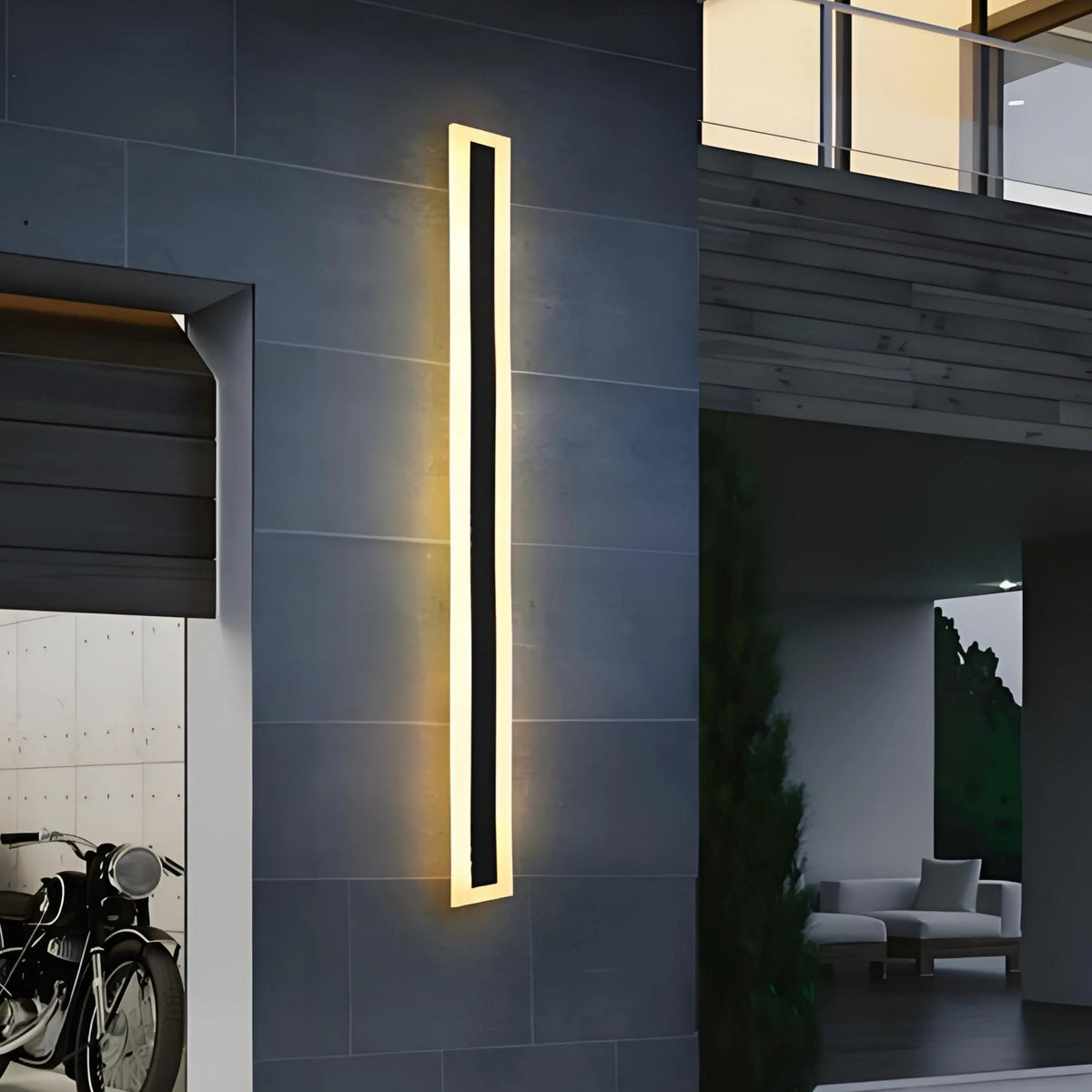 Outdoor Long Wall Light Motion Sensor Waterproof Black for Garage
