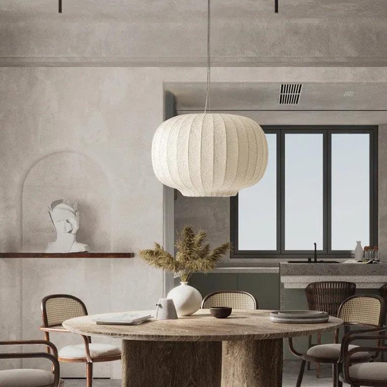 Fabric Lantern Style Vintage White Pendant Light - Clowas