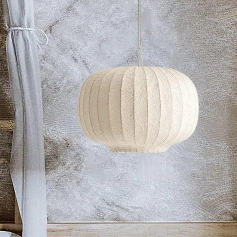 Fabric Lantern Style Vintage White Pendant Light - Clowas