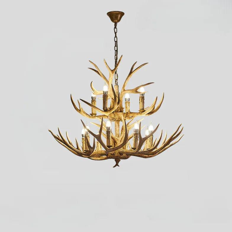 Faux Antler Wooden Candle Holder Chandelier - Clowas