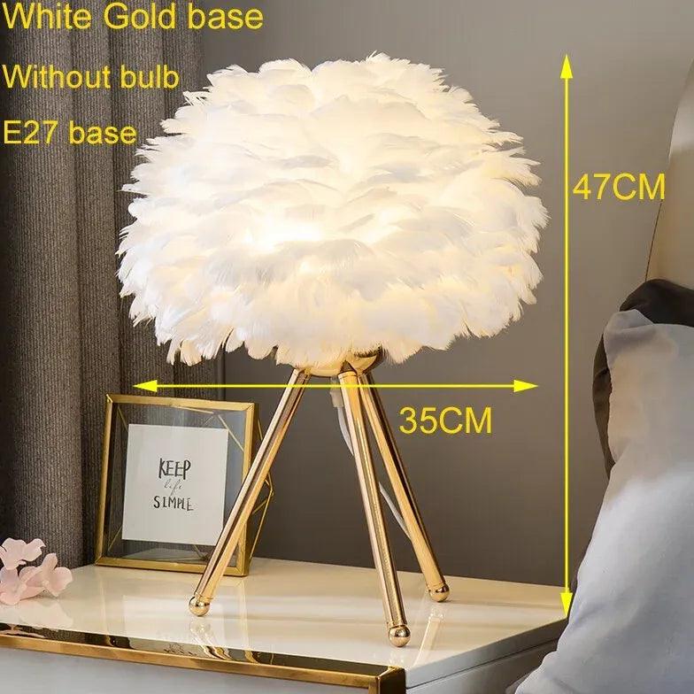 Feather Decorated Art Tripod Table Lamp - Clowas