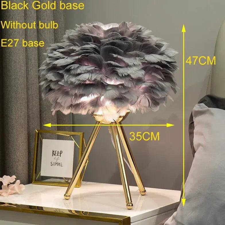 Feather Decorated Art Tripod Table Lamp - Clowas