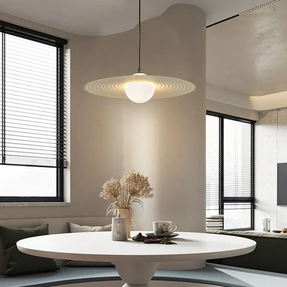 Flat Ring-shaped Lampshade White Dining Room Pendant Light - Clowas