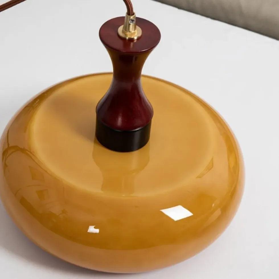 Flat Spherical Brown Glass Vintage Pendant Light - Clowas